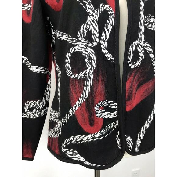 Kaktus Single Breast Open Front Embroidered Print Jacket - Picture 5 of 12